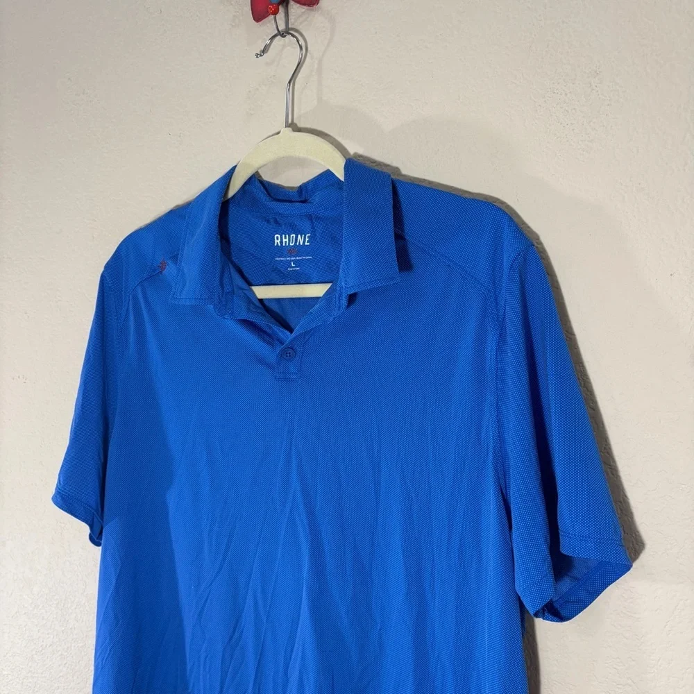 Rhone Polo Shirt Men's Blue Short Sleeve Sz L Golf Outdoor Casual Quiet Luxury - Picture 2 of 9